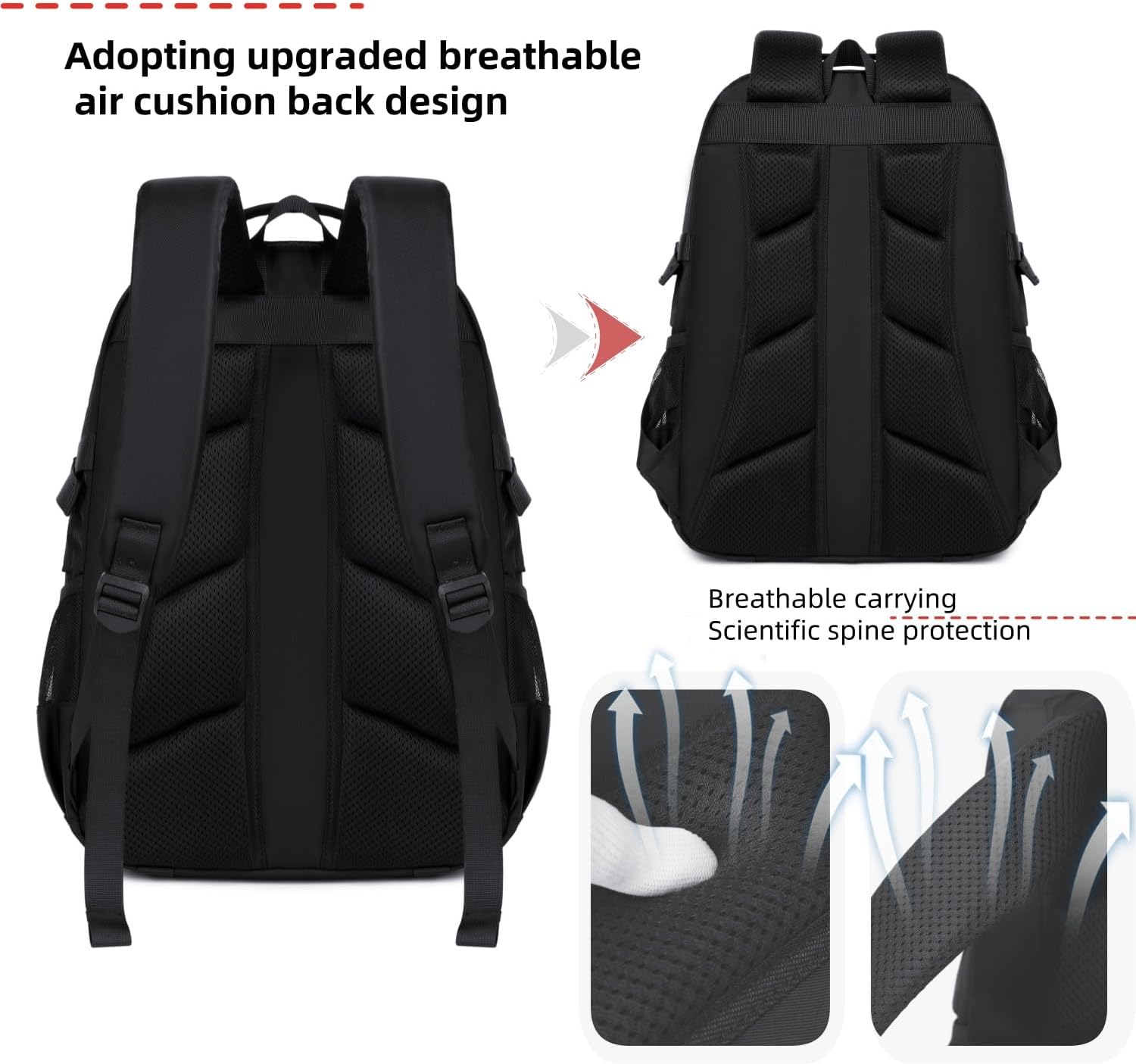 Laptop Backpack Boys Teen Bookbag Kids Middle Schoolbag Women Men 18in(Black)