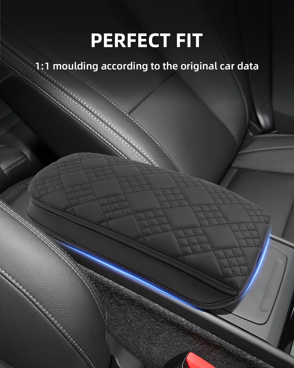 Housse d'Accoudoir Compatible avec Volvo XC40 / C40 2018-2025 | Couvre Accoudoir Console Centrale, Protection Accoudoir, Matériel Cuir PU Épaissi, Accessoires Rehausser l'Accoudoir de 3CM