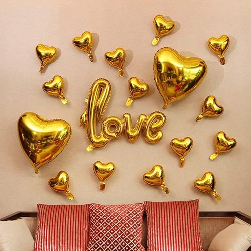 Miniatura 37 de Globos grandes de papel de aluminio rojo de 42 pulgadas, paquete de 13, letras de globo de amor de Mylar con globos de corazón, globo de látex