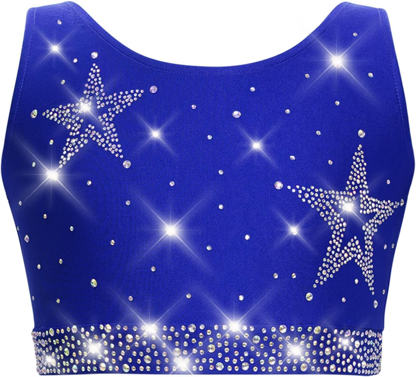 Yhong Kids Girls Shiny Sequin Dance Crop Tops Sleeveless Gymnastics Ballet Skating Performance Cross Back Camisole