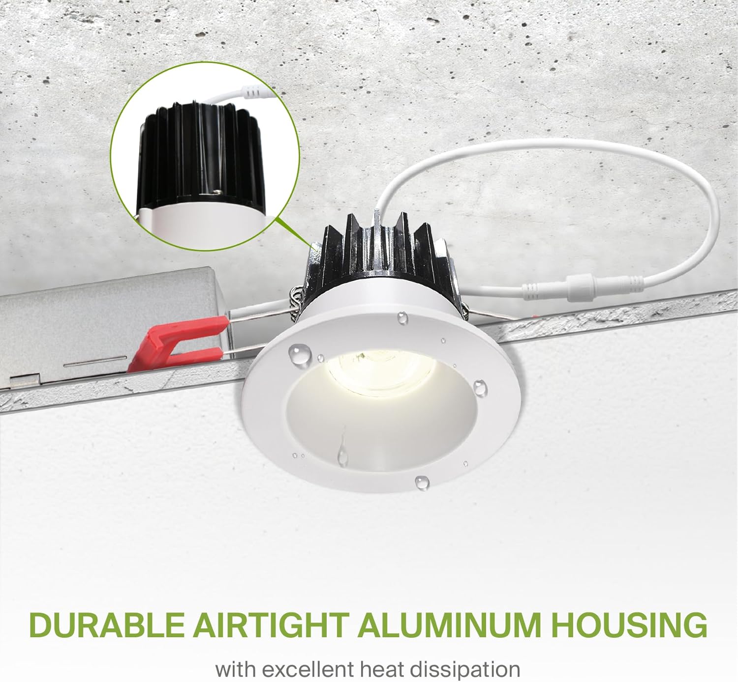 ASD 2 Inch LED Recessed Lighting with Junction Box, 8W 650 Lumens, Dimmable Anti-Glare Downlight, 2700K/3000K/3500K/4000K/5000K Selectable, CRI 90+, Round White Trim, IC Rated, ETL, Energy Star