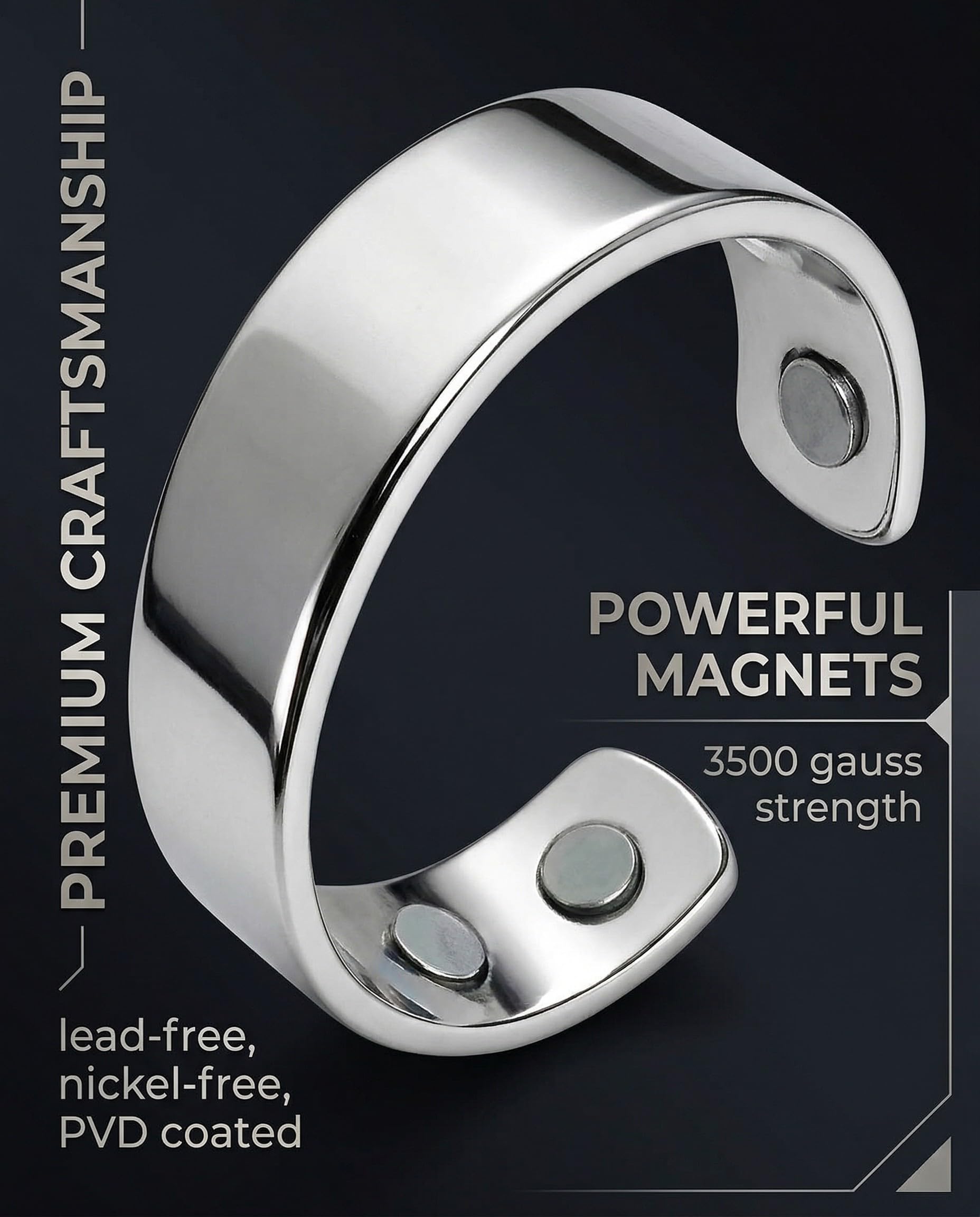 5 pcs anillos de terapia magnética,anillo dedo abierto para pérdida peso,anillos delgados terapia magnética ajustable,puede aliviar el dolor artritis y las migrañas,Con bolsa almacenamiento