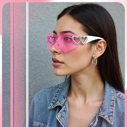 Vista 6 de 3 lentes de sol Y2K para mujeres y hombres, Y2K envolventes, sin marco, de gran tamaño, sin marco, protección UV400
