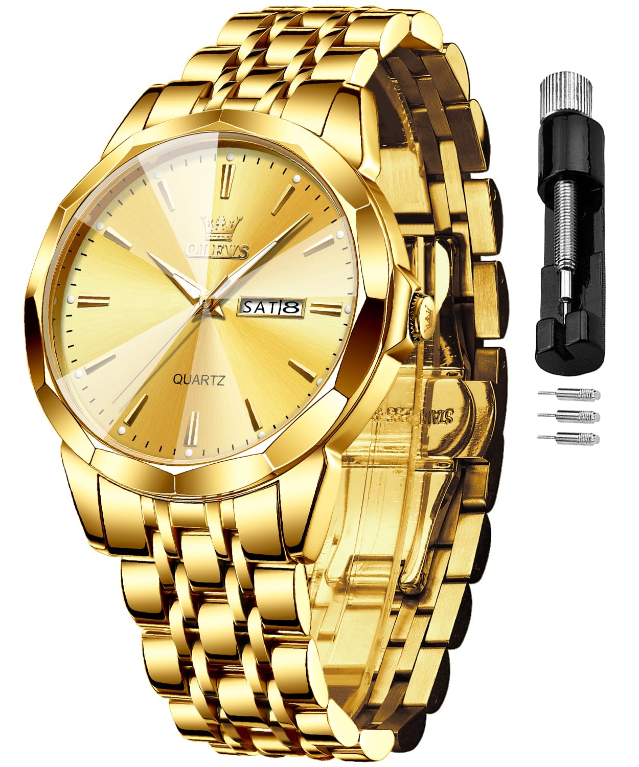 OLEVS Watches for Men Analog Quartz Dress Business Watch Day Date Stainless Steel Classic Casual Luxury Luminous Waterproof Male Wrist Watches