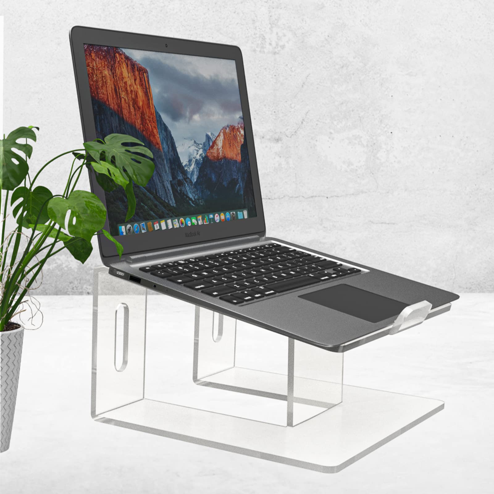 Kamehame Supporto per laptop in acrilico, spessore 6 mm, in acrilico trasparente, per scrivania, portatile ed ergonomico in acrilico, per ufficio, casa, compatibile con laptop da 10 a 15,6 pollici
