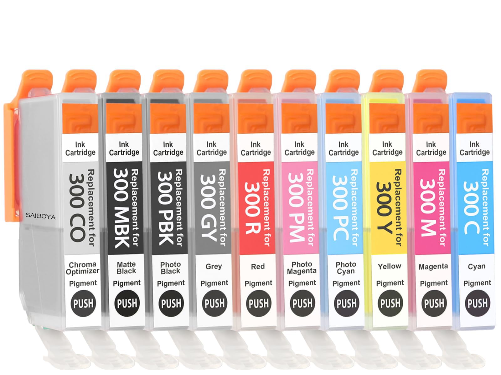 SAIBOYAPFI-300 PFI 300 PFI300 Ink Cartridges 10 Color Pack Remanufactured Replacement for Canon ImagePROGRAF PRO-300.