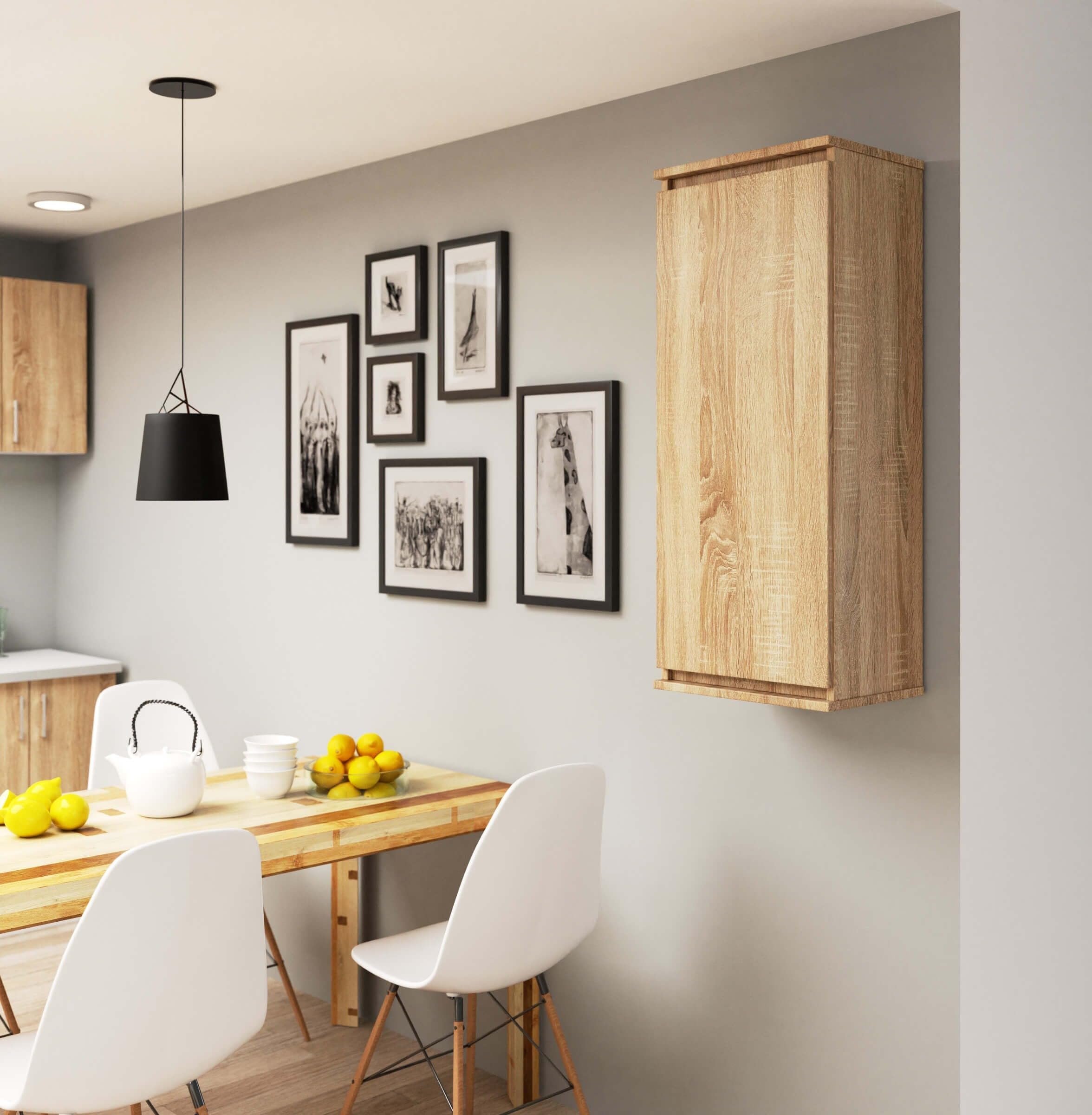 AKORD Hängeschrank W40 40 cm | mit 1 Tür | Küchenschränke | Geräumig | Für eine kleine Küche | Für eine Küchenzeile | B40 x H99 x T30 cm | Gewicht 17,05 kg | Zeitlos | Sonoma Eiche