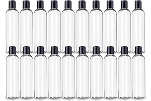 ljdeals 8 oz Clear Plastic Empty Bottles with Black Disc Top Caps