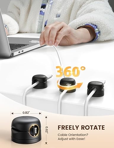 Miniatura 2 de Lamicall - Paquete de 6 organizadores de cables giratorios, clips de cable de resorte, soporte para cables de carga de teléfono de escritorio,