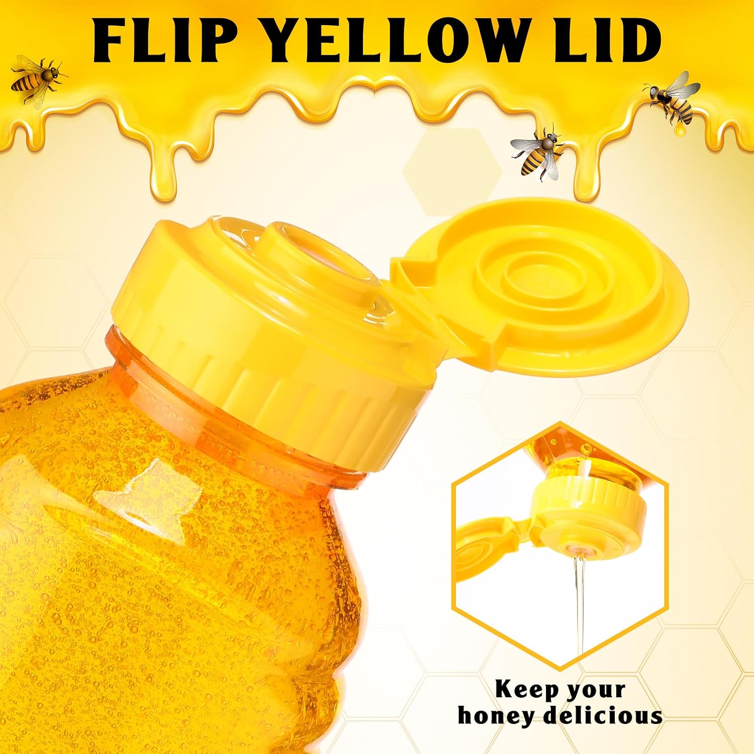 Didaey 48 Pcs 16 Oz Plastic Honey Bottles with Lids, Clear Refillable