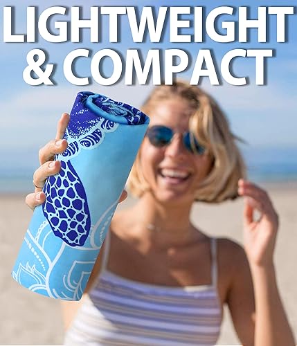 Miniatura 5 de Toalla de playa de microfibra sin arena  Tortuga de secado rápido, ligera, de gran tamaño, accesorios de toalla azul, viajes, natación, piscina,