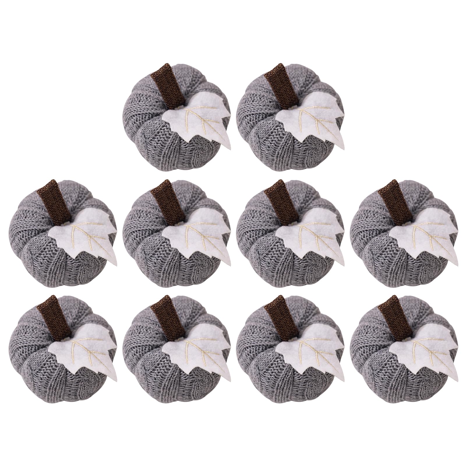 Buxuaaaa Grey Thanksgiving Party Decoration Knitting Pumpkin Set Of 10 Autumn Decors Pumpkin Figurine Festival Farmhouses Home Ornament Thanksgiving Table Decors