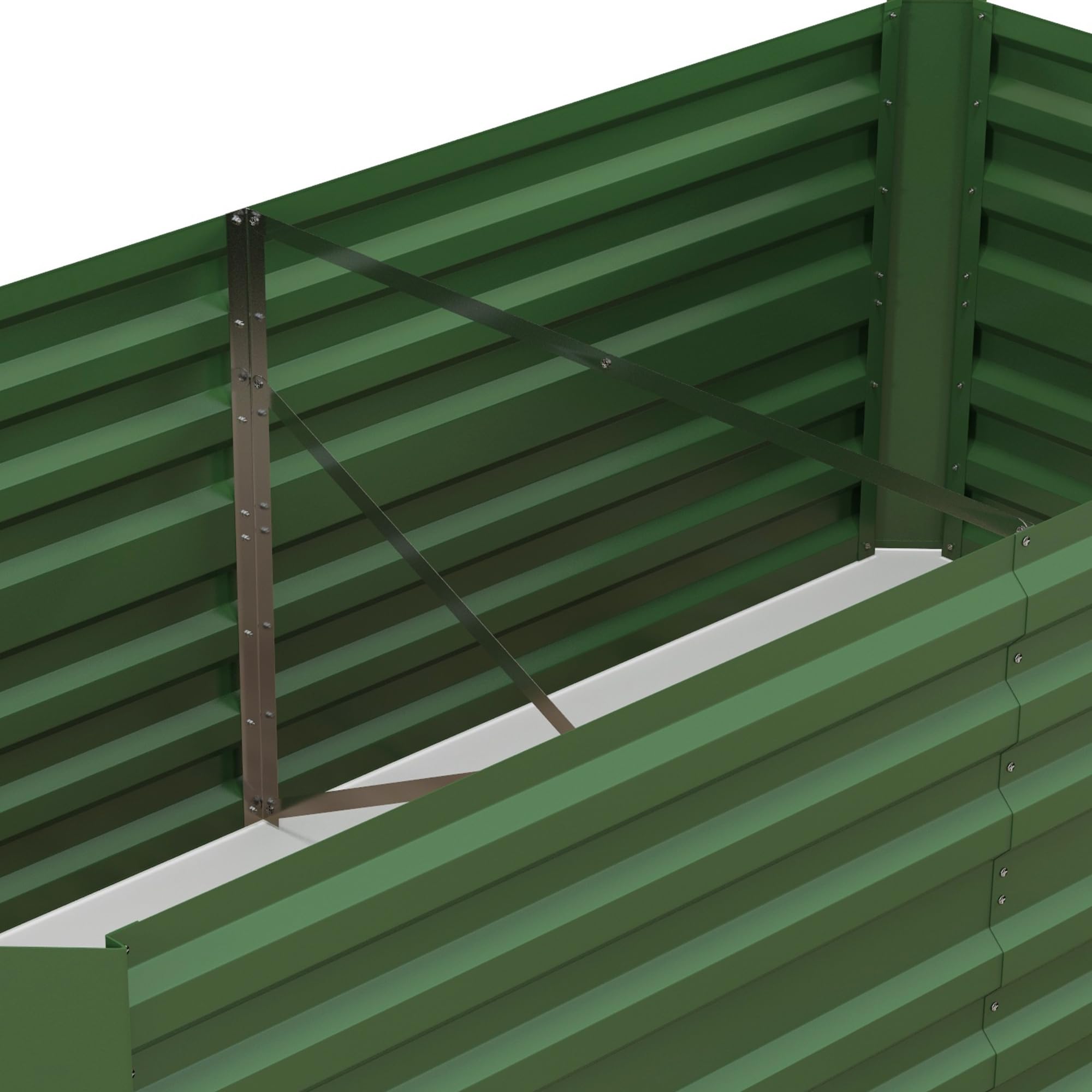 Outsunny Carré Potager de Jardin rectangulaire Tubes de renforcement Acier galvanisé 180 x 90 x 59 cm Vert