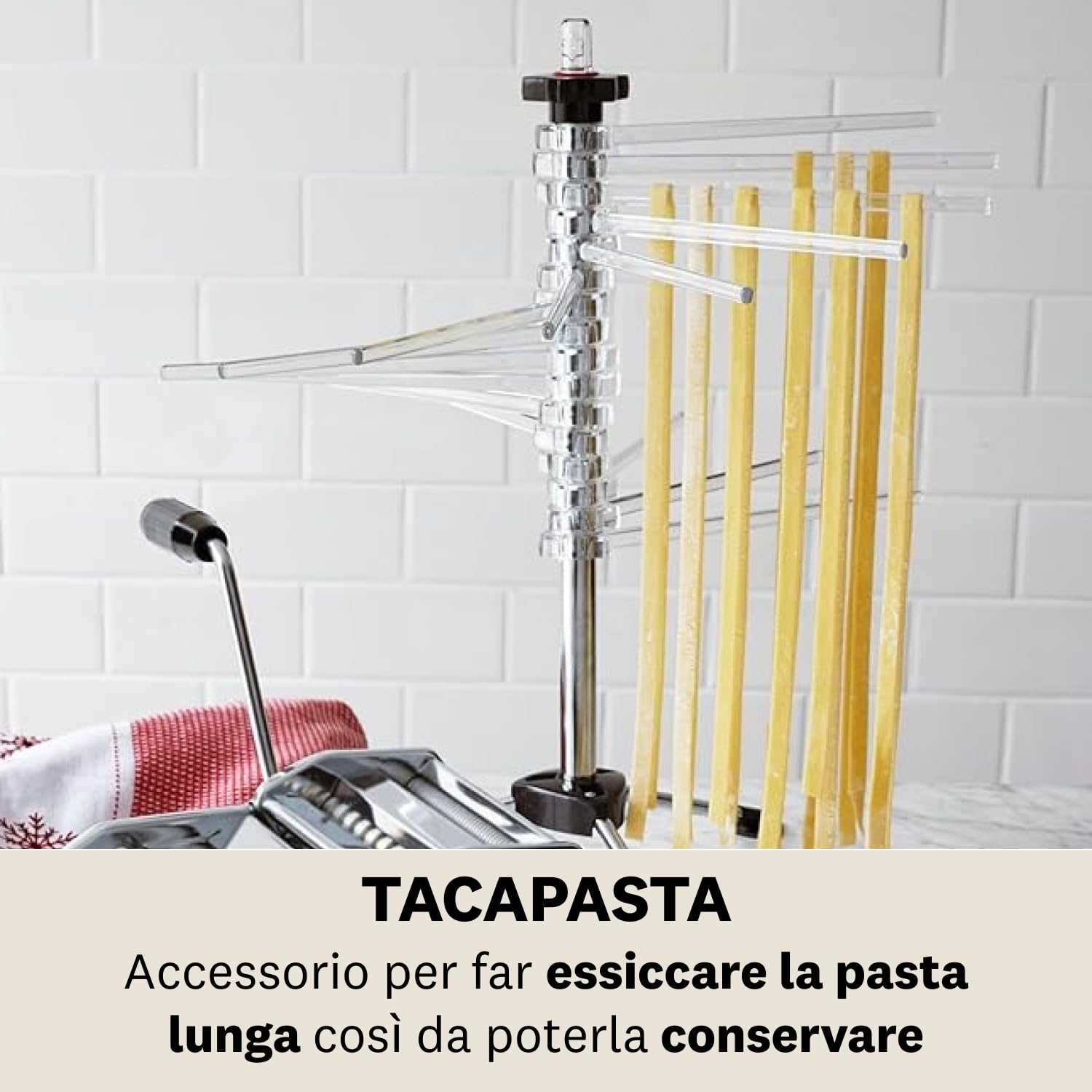 Stendipasta Smartpeas Con 16 Braccia - Essiccatore Pasta Fresca In Acciaio, Senza BPA, Con Ebook