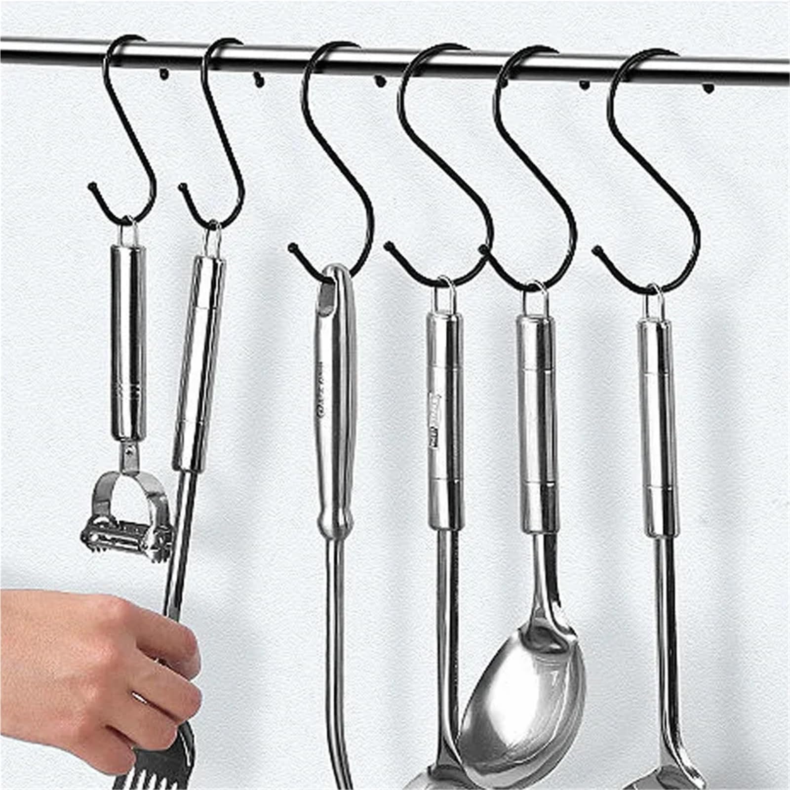 Ganchos de cocina for colgar, gancho Metal negro/plateado, organizador armario, soporte for bolso, herramientas útiles, 10/50 Uds(70mm,50Pcs)