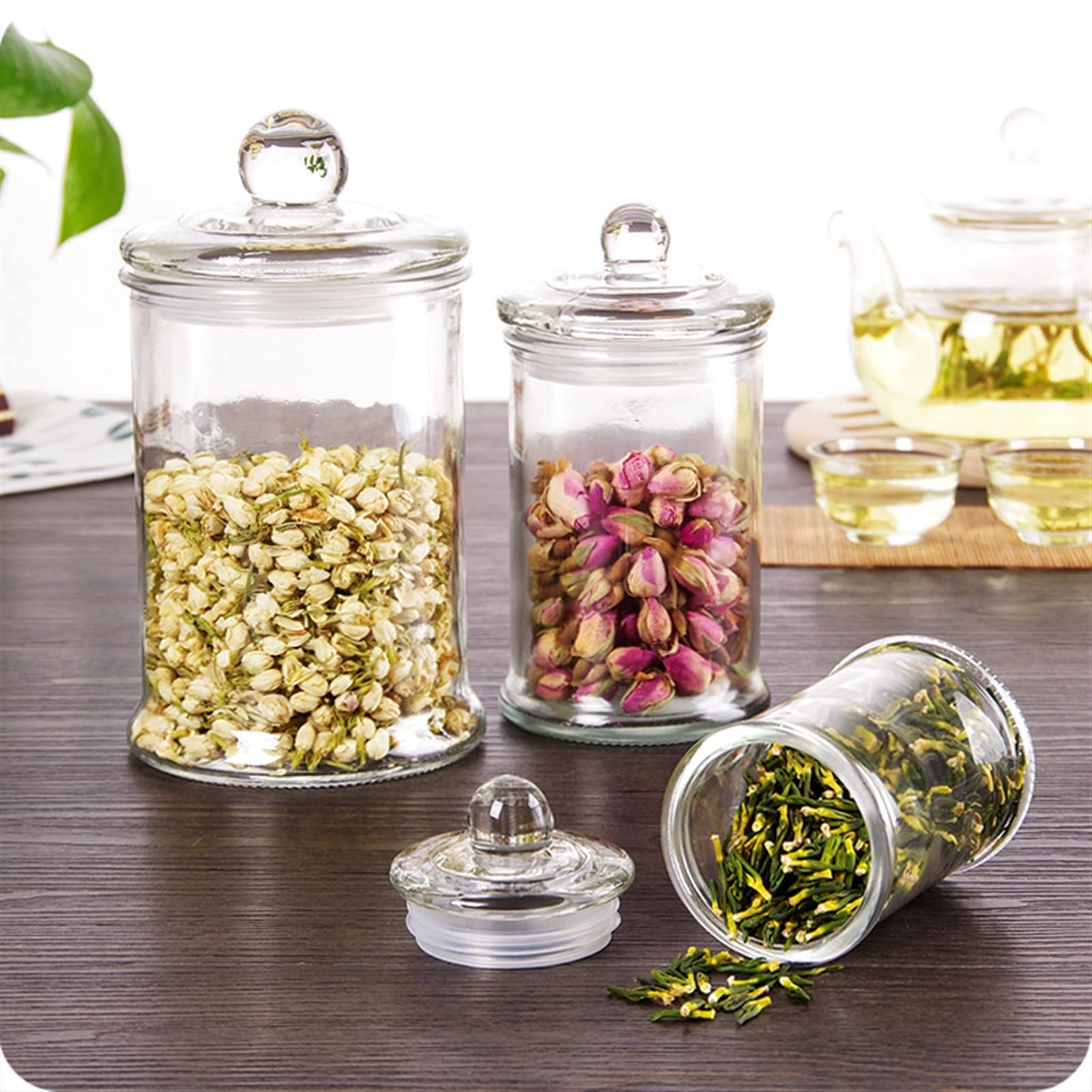 Kaffeedosen Luftdichtes Glasglas mit Deckel Tee-Speicher-Kanister-Tee-Kaffee-Zucker-Speicher-Gläser Glasgefängern for getrocknete Blume und -frucht Kaffeedose Luftdicht ( Size : 1250ml )