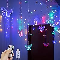 Vista 31 de Butterfly Curtain Lights 13ft 96 LED Twinkle Fairy Lights 8 Modes String Lights with Remote, Butterfly Hanging Decoration for Bedroom Dorm Wall