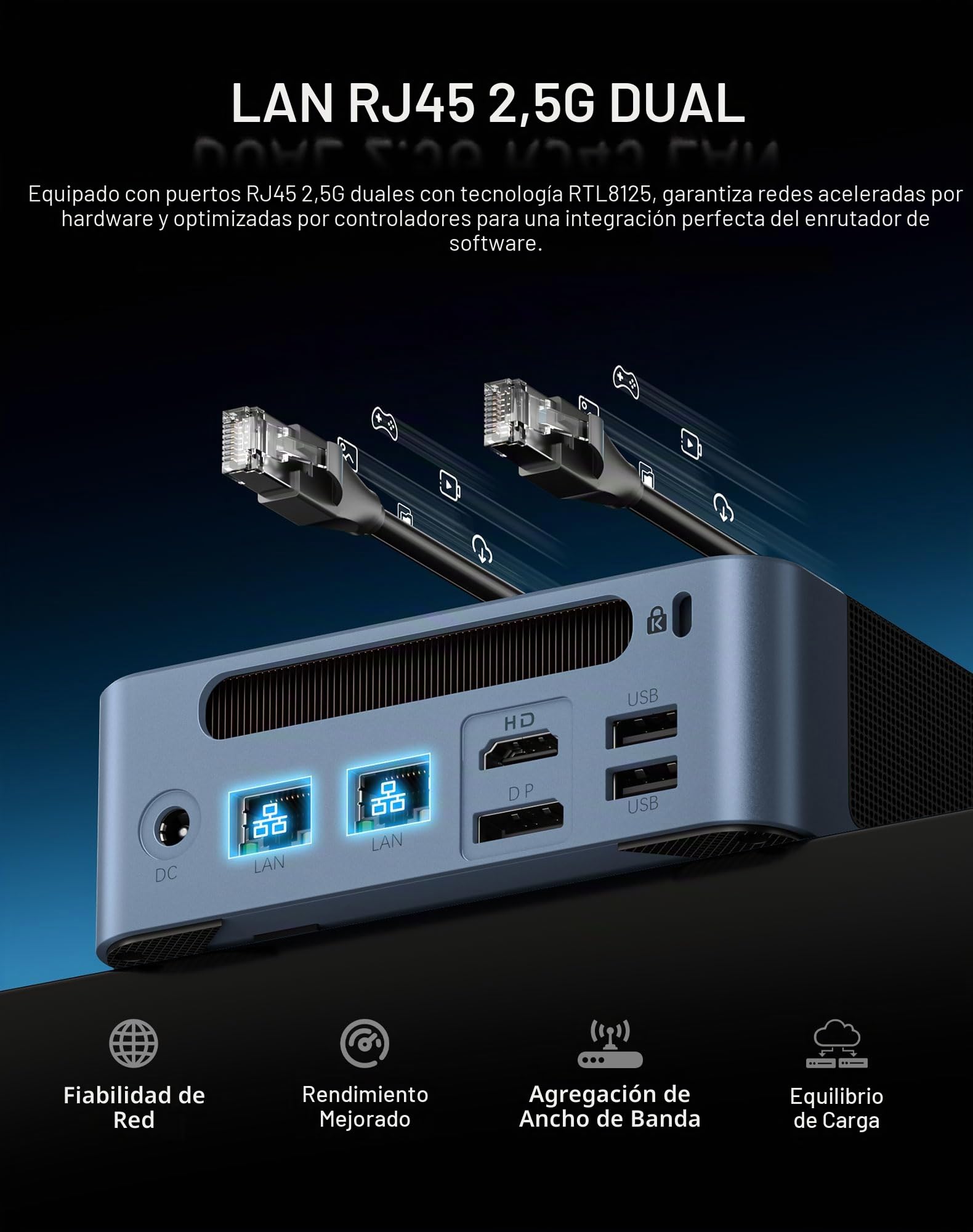 BOSGAME E5 Mini PC para hogar y Oficina, Ryzen 5300U (supera 4300U, hasta 3,8 GHz), 16 GB RAM DDR4, SSD NVMe de 1 TB, Mini PC de Escritorio, Triple Pantalla 4K, Doble LAN 2,5G, WiFi 5, BT5.0