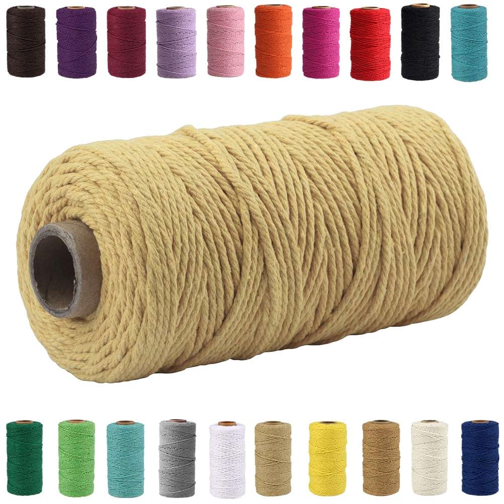 QIYIG 3mm x 100m Macrame Cord Macrame Rope Cotton, Handmade Natural ...