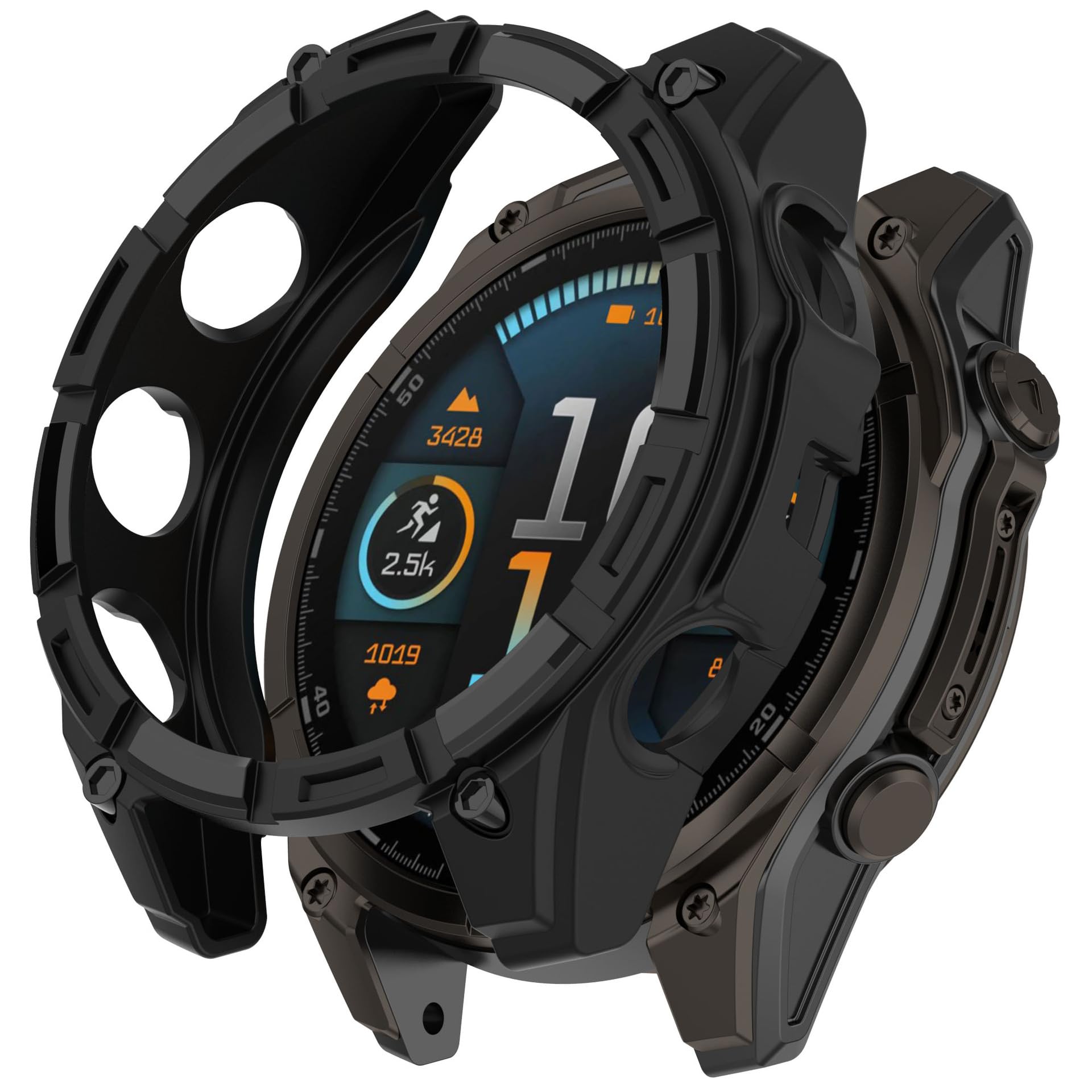 Chofit Case Compatible with Garmin Fenix 8 47mm, TPU Screen Protector Heavy Duty Protective Case for Fenix 8 47mm Black