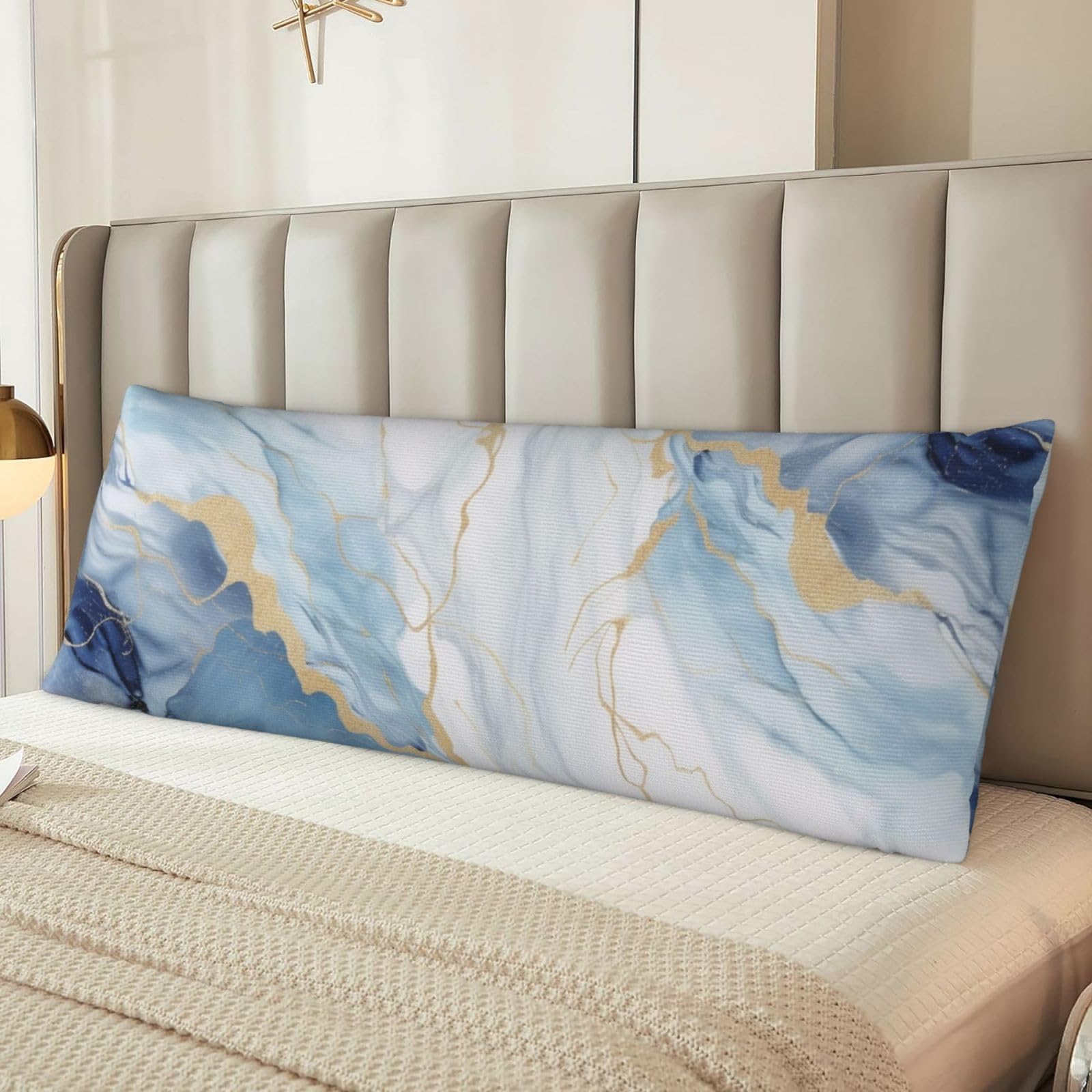 White Blue Marble Body Pillow Cover with Hidden Zipper 54"X20",Ultra Soft Microfiber Long Pillow Case Decorative Bedding Pillowcase Cushion Cover Cases for Bedroom Couch Sofa,Home Gifts