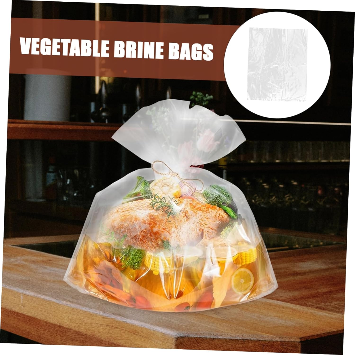 50pcs Meat Brining Bags Reusable Plastic Storage Bags for Turkey Vegetables More Capacity for Marinades Pickling Preserving