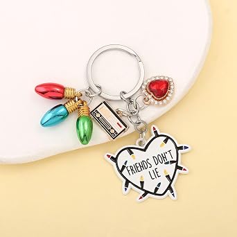 Keychains Gifts for Friends,Classic Dont Lie Keychain with Dazzling Heart Retro Neon Light Radio Pendant,Friendship Style Car Keyring Gifts,for Drama Fan,Sister,Classmate,Birthday,Christmas Gift