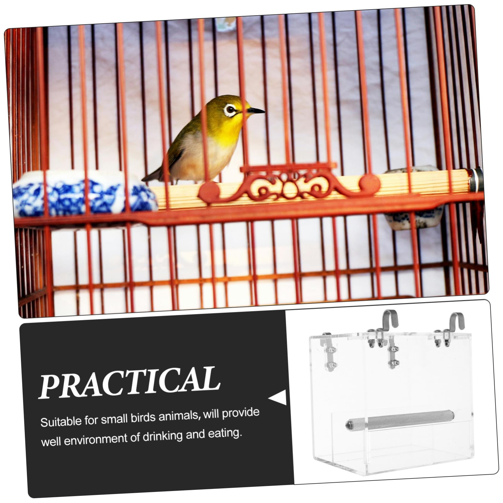 Mangeoire à Oiseaux Automatique en Plastique pour Perroquet et Petits | Bol de Cuvette, Design Suspendu, Installation Facile, Nettoyage Pratique, Usage Cage et Maison