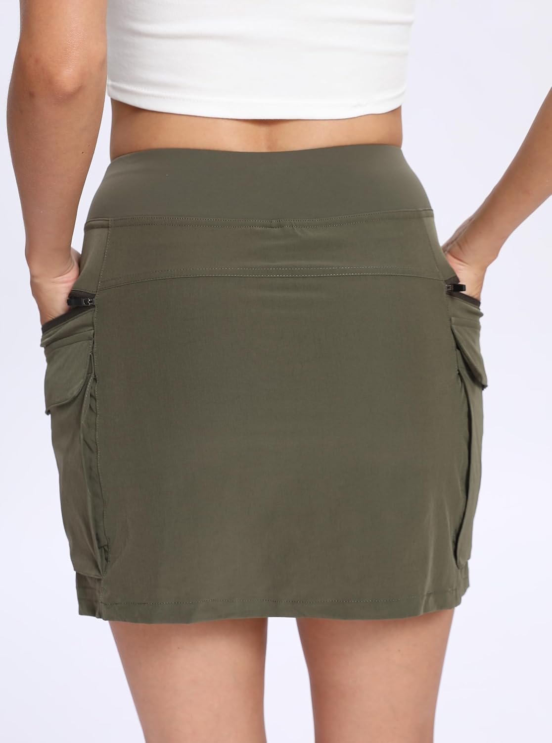 Jhsnjnr Cargo Skirts for Women Mini Sports Hiking Skort with Zipper Pockets High Waisted Golf Athletic Skorts - Image 4