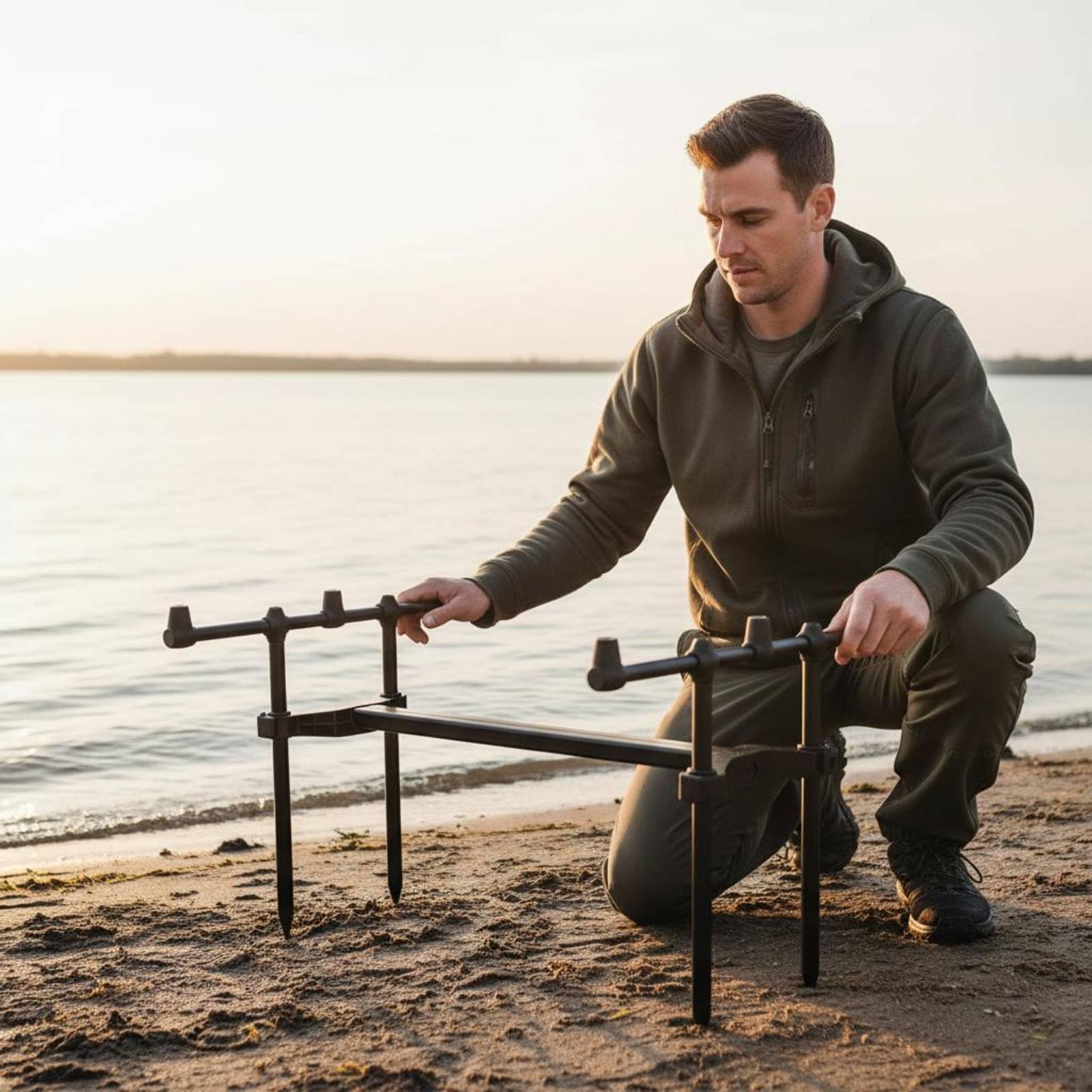 Baoblaze Fishing Rod Stand Portacanna Doppio a Picchetto con Forcella a V Stabilizzante Interfaccia Filettata Universale in Lega di Alluminio Adatto per Pesca da Riva Rive Lacustri Escursioni di Pesca