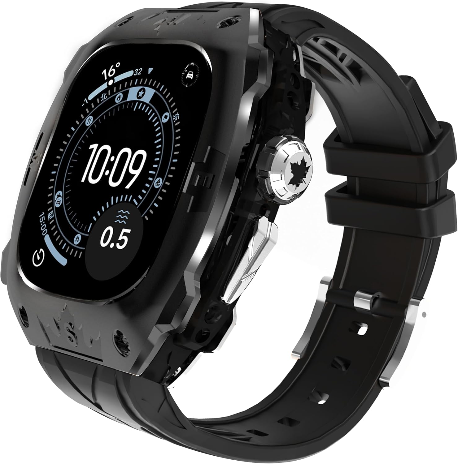 Luxury Metal Case for Apple Watch Ultra 2/1 49mm Band with Cover Heavy Duty Rugged Case Silicon Strap for men Full Protective Cover