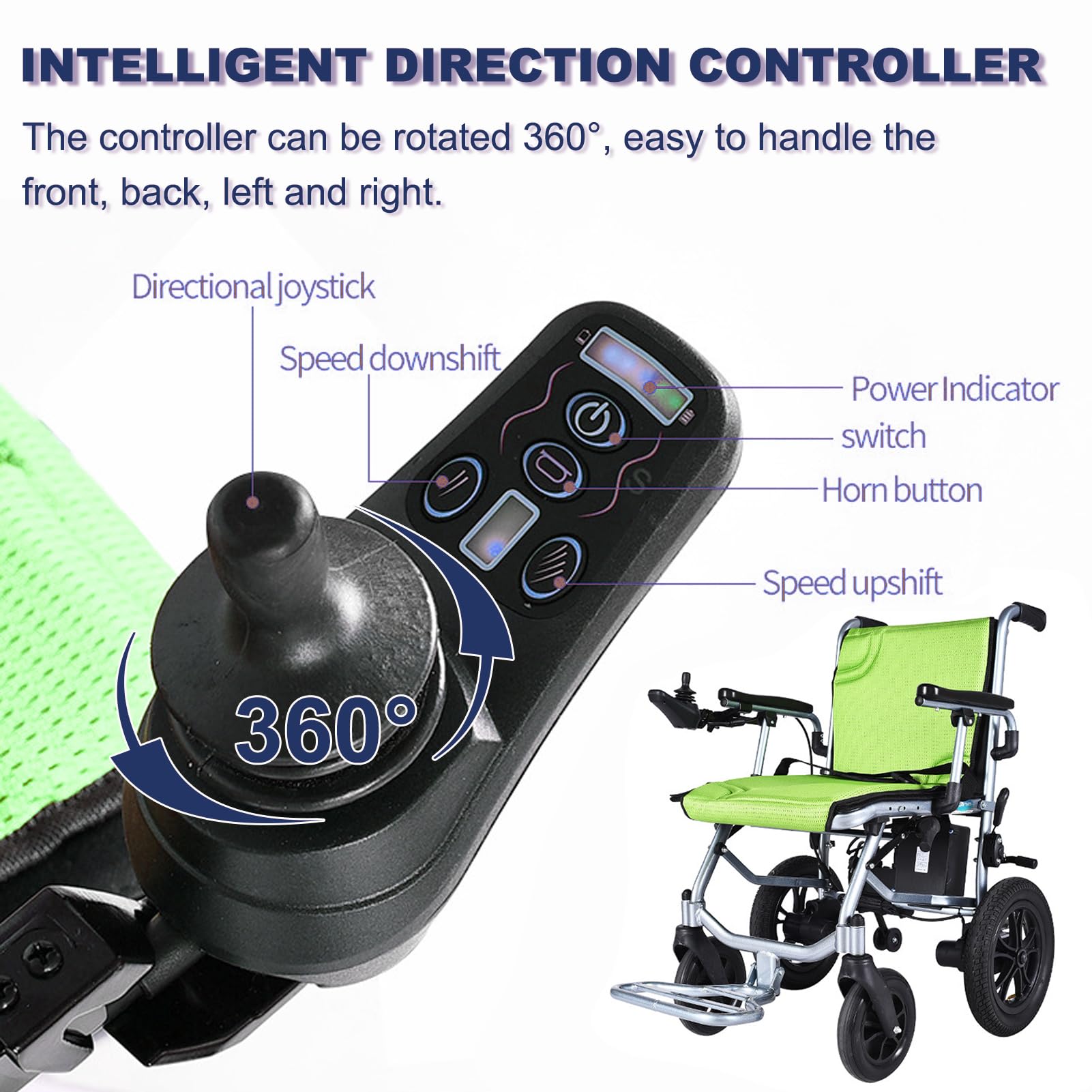 Fauteuils roulants électriques pliants pour adultes seniors 30 lb Fauteuils roulants électriques pliables légers 250 lb Fauteuil roulant motorisé durable avec 2 batteries amovibles pour personnes âg