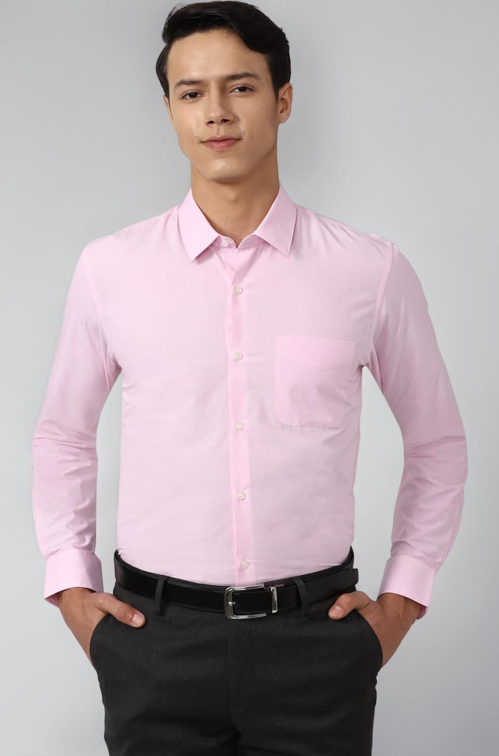 Peter England Men's Everyday Solid Slim Fit Full Sleeve Formal Shirt | Cotton-Rich