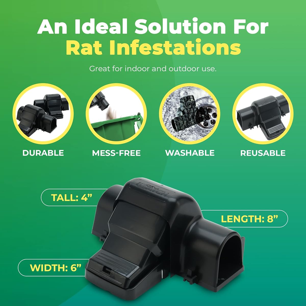 Rat Traps Indoor Outdoor - 2 Pack Dual-Entry Large Rat Trap Outdoor and Indoor for Home, Garden and Restaurant with 99.9% Trap Rate | Easy to Use Rodent Traps with Safe Hands Free Design Pack of 2 — view 6