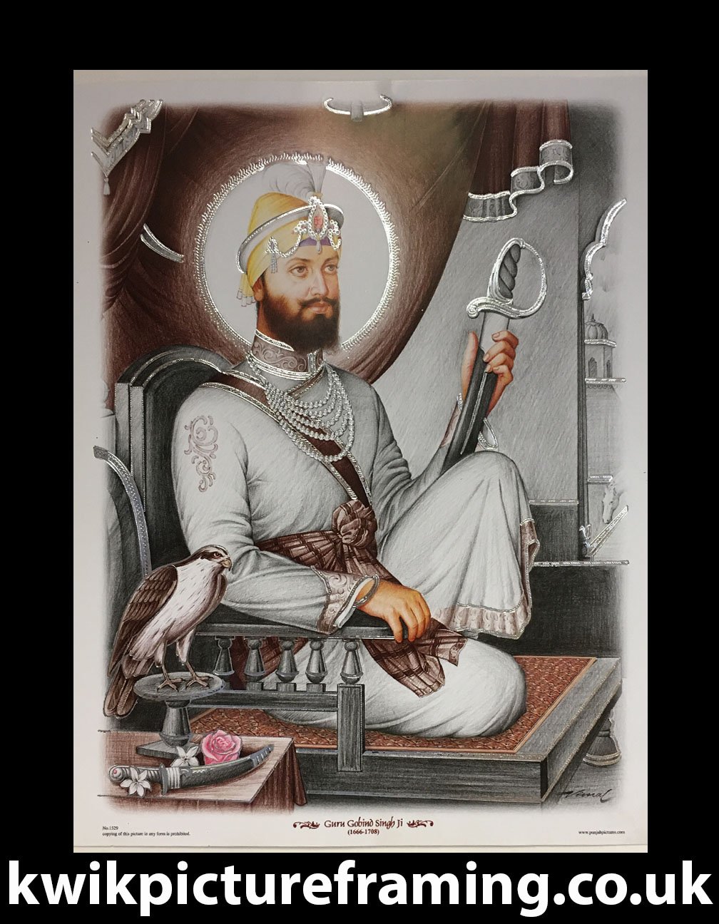 Kwik Picture Framing Ltd Black Guru Gobind Singh Ji Picture Frame In Size - 12 X 9 | Frame