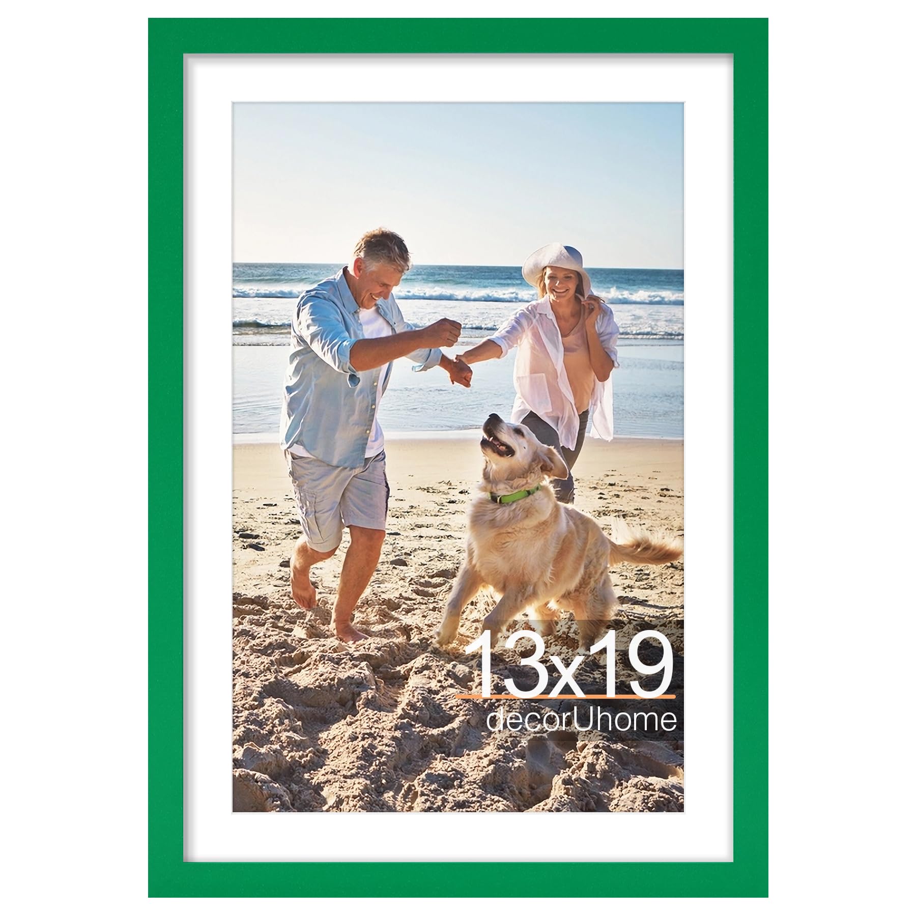 decoruhome 13x19 picture frame, display pictures 11x17 with mat or 13x19 without mat, wall mounting photo frame, green, 1 pack