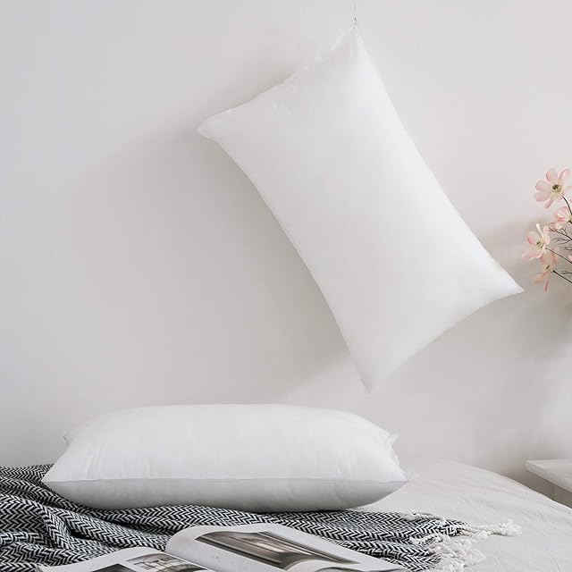 MIULEE Set of 2 Super Soft White Cushion Pad Inner Insert Quality Stuffer Pillow Fabric Pillow for Decorative Cushion Cover in Sofa Bed Bedroom Livingroom 12x20 inch 30 x 50 cm