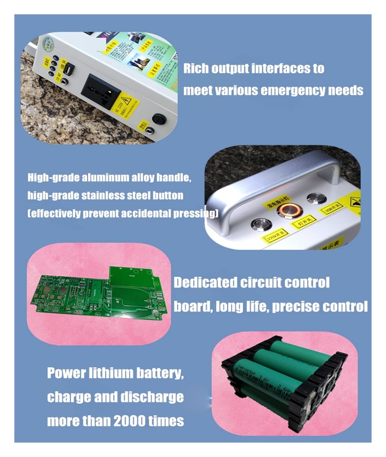 Générateur à manivelle 150W Batterie Externe Haute Puissance Grande capacité Maison extérieure 12V éclairage Champ Alimentation Mobile pour Le Camping