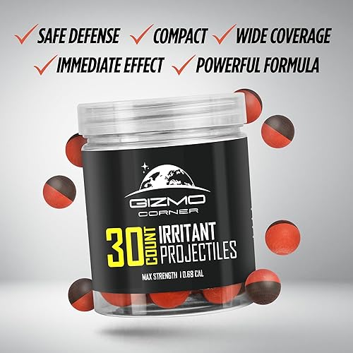Miniatura 2 de Bolas de autodefensa de calibre 68, potente fórmula irritante, bolas de pimienta calibre 68 para protección no letal, bolas de spray OC para máxima