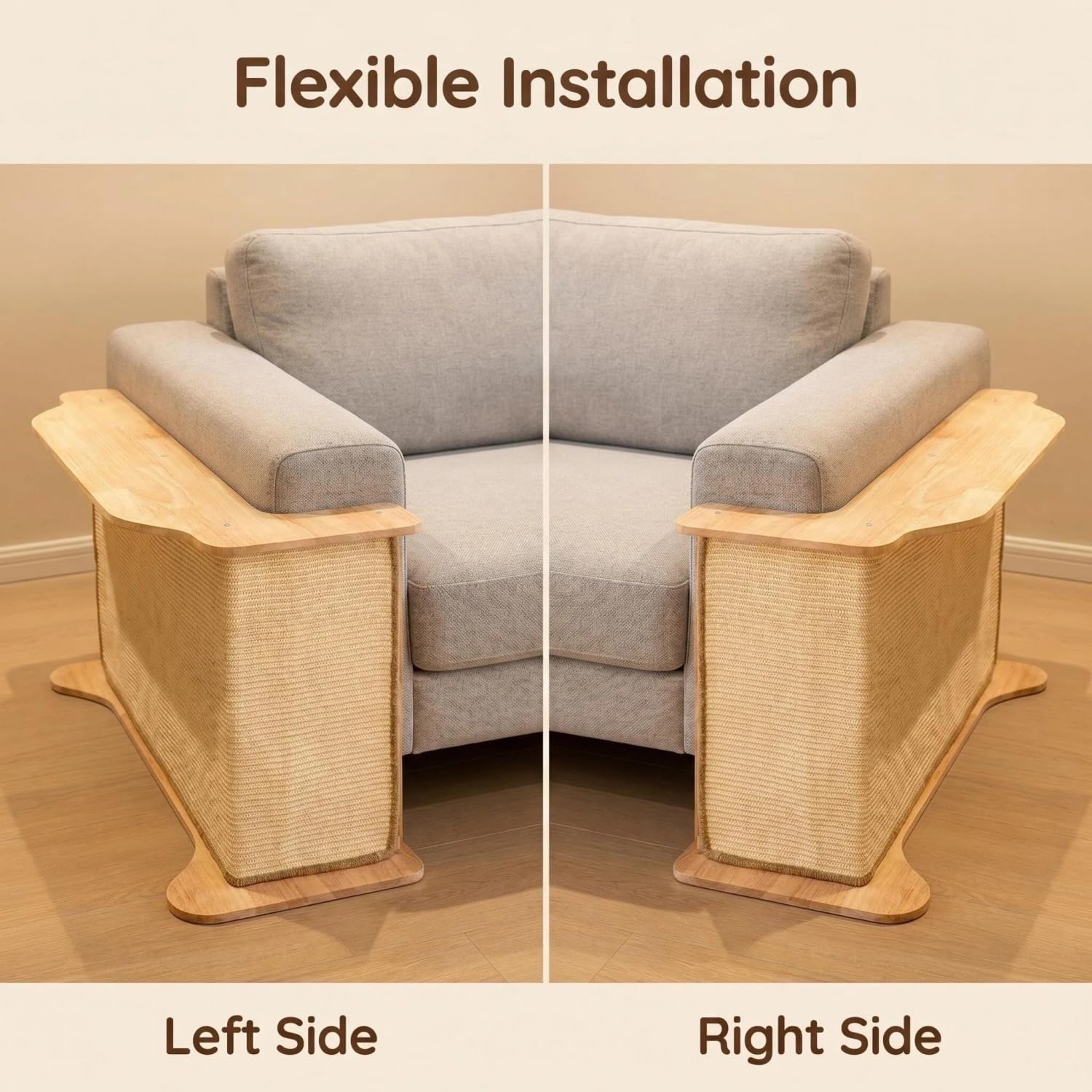 SHENGOCASE L Shaped Sofa Couch Corner Cat Scratching Post, Sisal Scratch Pad Mat, Armrest Protector with Replaceable Sisal Scratcher End Table