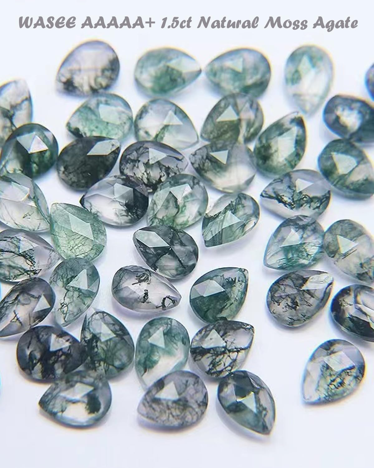 Wasee Natural Moss Agate Ring Set 925 Sterling Silver Green Moss Agate Engagement Ring Leaf Wedding Promise Ring Jewelry for Women,Ring Size 6 - Image 7