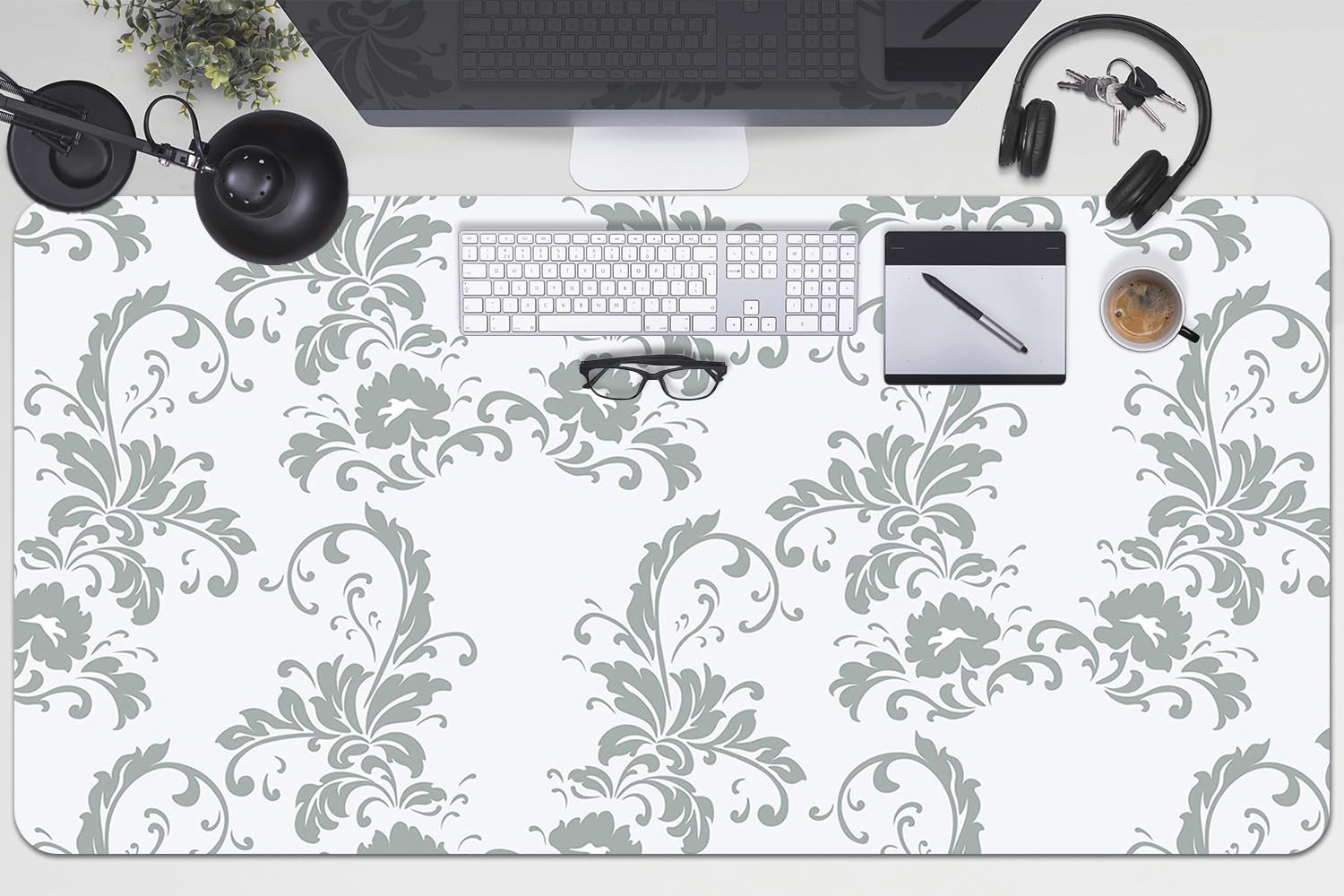 Sottomano per Tastiera 100x50 cm Superficie Protettiva Impermeabile per Ufficio e Casa Antiscivolo Protezione e Decorazione in Vinile PVC Facile da Pulire - Ornamento lilla