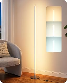 EDISHINE Lampa podłogowa LED do salonu, regulowana wysokość, 3000-6000K, czarna