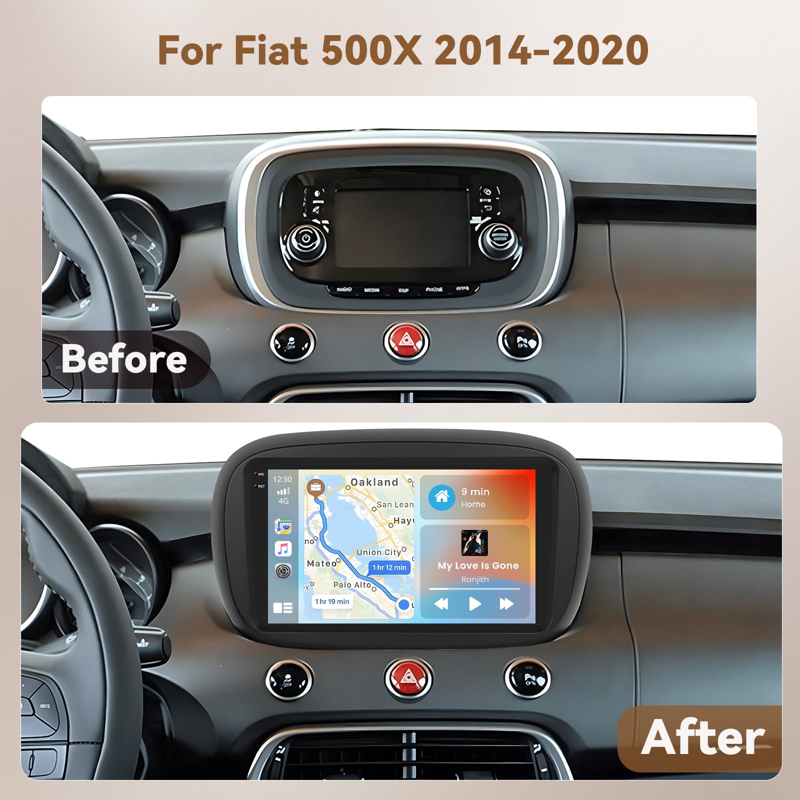 Fiat 500x radio samochodowe Fiat 500x radio samochodowe Fiat 500x Fiat 500x 2014 2015 2016 2017 2018 2019 2020 9-calowy ekran Fiat 500x nawigacja samochodowa Fiat 500x carplay Fiat 500x radio samochod