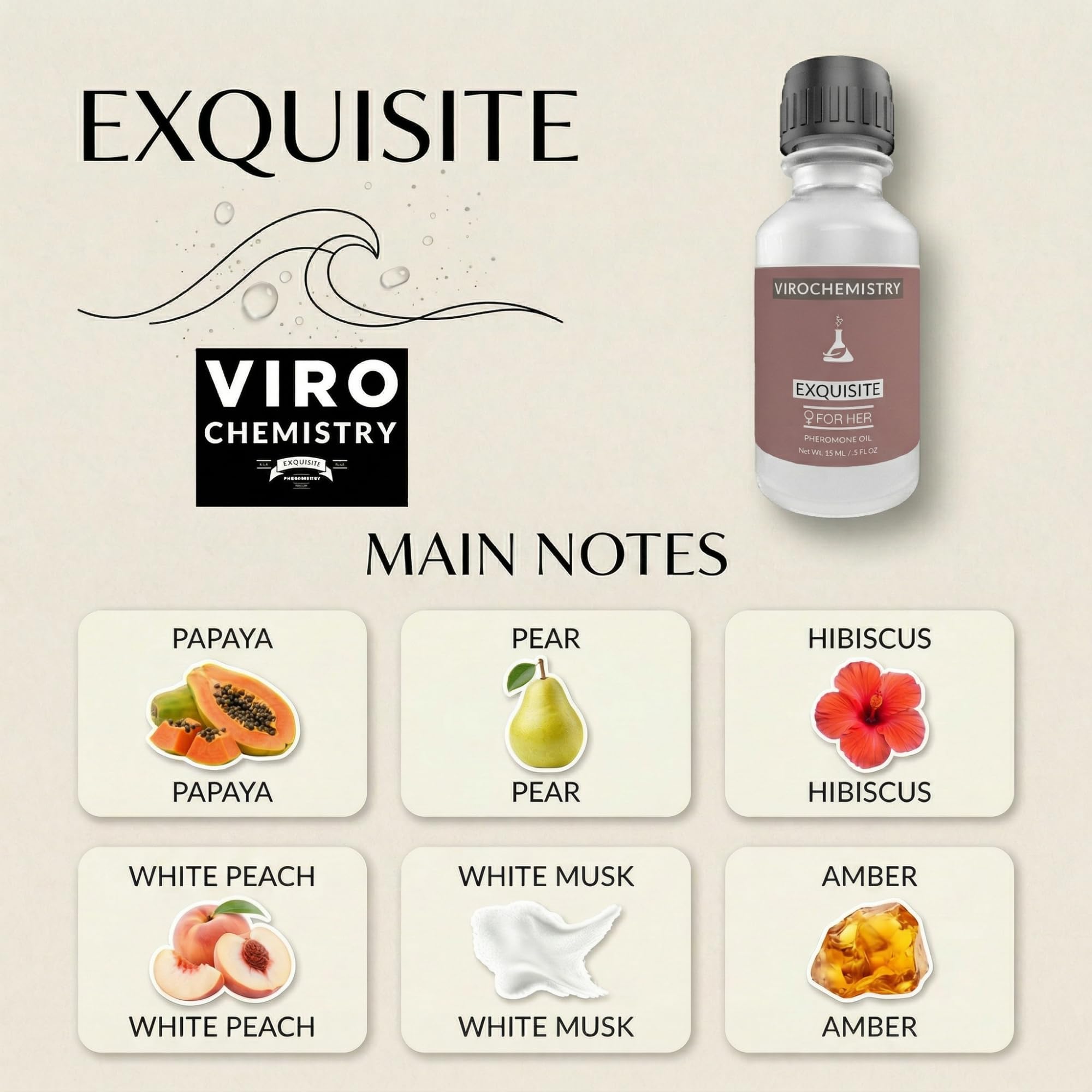 Feromoni per le donne (EXQUISITO) - Elegante profumo organico ultra resistente, 15 ml concentrato [feromoni di grado umano per attirare gli uomini]
