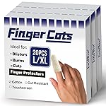 Evridwear Cotton Finger Cots Cotton Cushion 20PCS for Cracked Skin, Eczema, Calluses, Moisture Wicking, Finger Protection for Men & Women (3 Packs Long, 3)