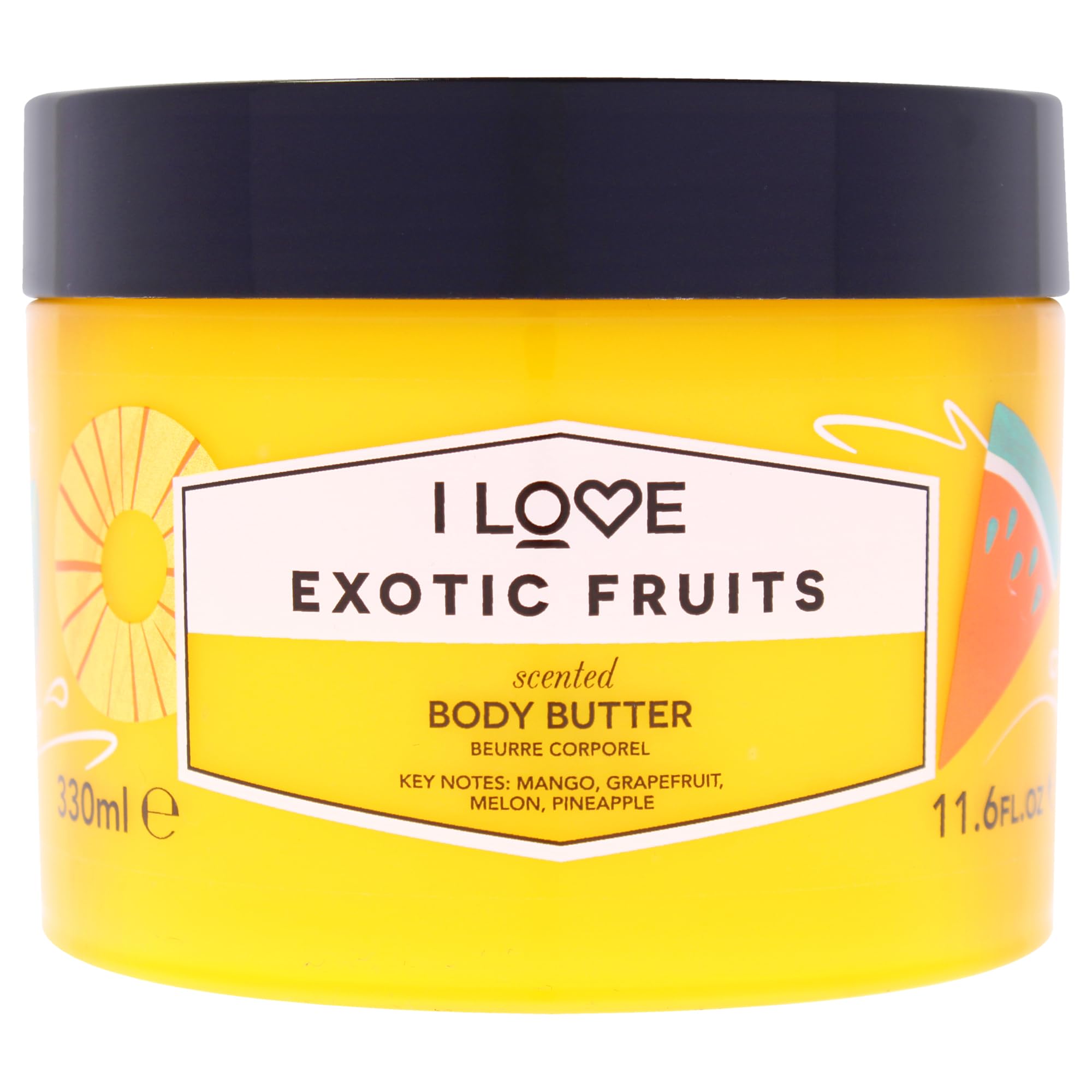 I LOVE Exotic Fruit Scented Body Butter - Hydrating Body Butter for Dry Skin - Vitamin E and Aloe Vera - Shea Butter and Coconut Oil - 10.1 oz