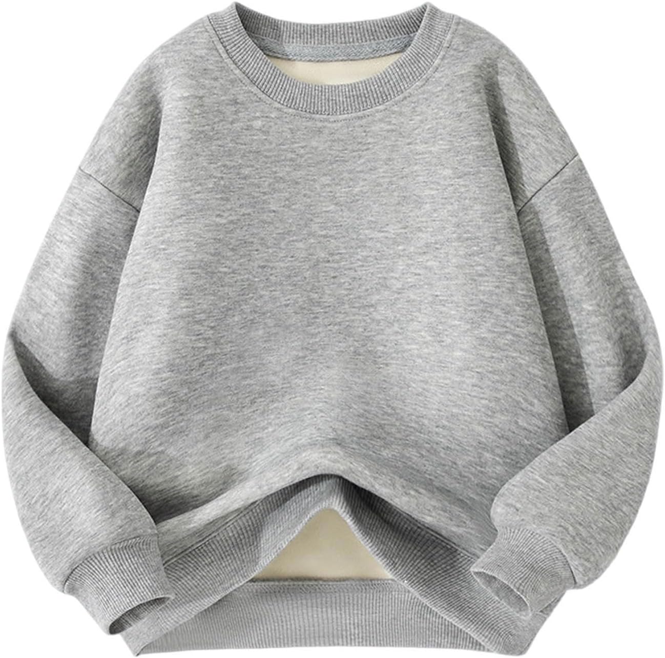 Kids Fleece Lined Sweatshirt Long Sleeve Casual Pullover | Soft Kids Crewneck Sweatshirt With Relaxed Fit, Long Sleeves, And Simple Everyday Styling For School And Casual Wear