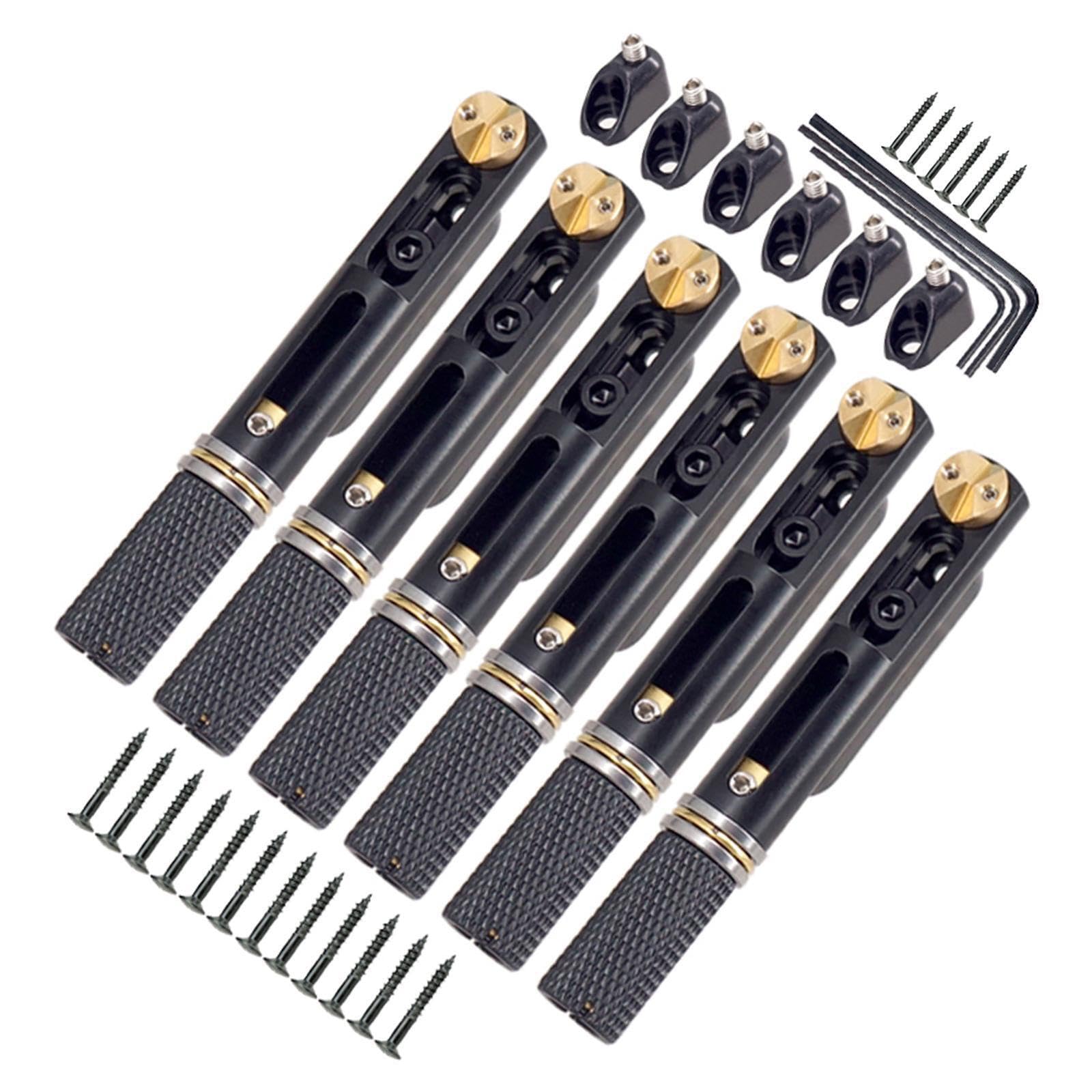 Ponte per chitarra acustica a 6 corde realizzato in robusto metallo che migliora le prestazioni della chitarra supportando al contempo una lunga durata. Ponte senza