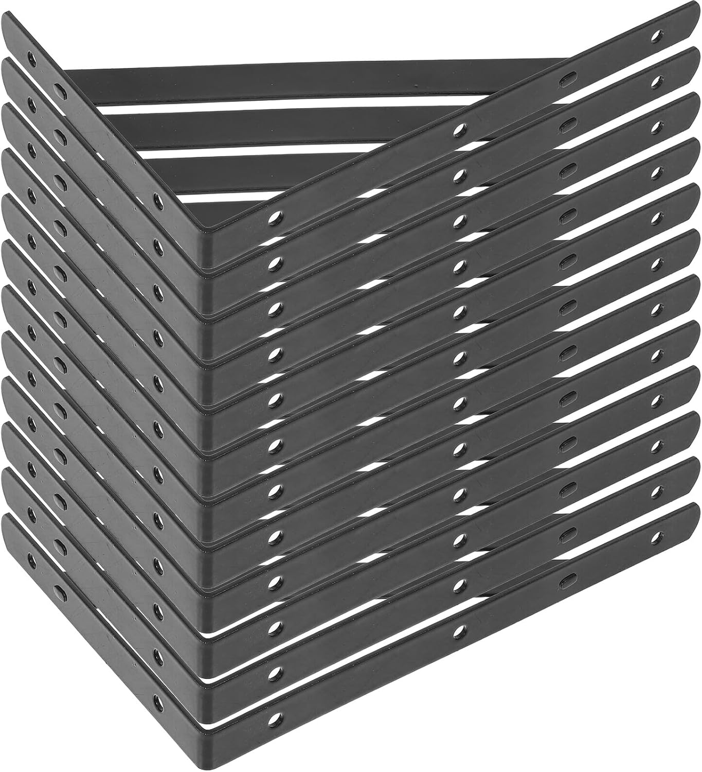 Alipis 12pcs Black Iron Wall-Mounted Decorative Shelf Brackets Heavy Duty Triangular Corner Supports 200x120x2mm for Floating Wood Shelving